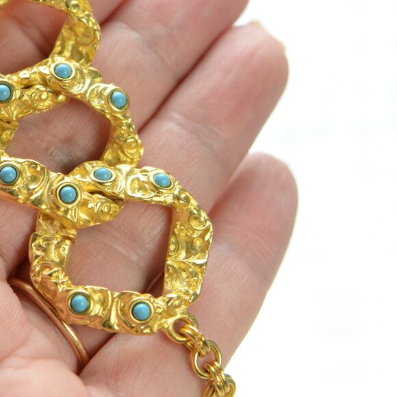 KJL Kenneth Jay Lane Satin Finish Gold-tone Link Bracelet - Picture 4 of 5